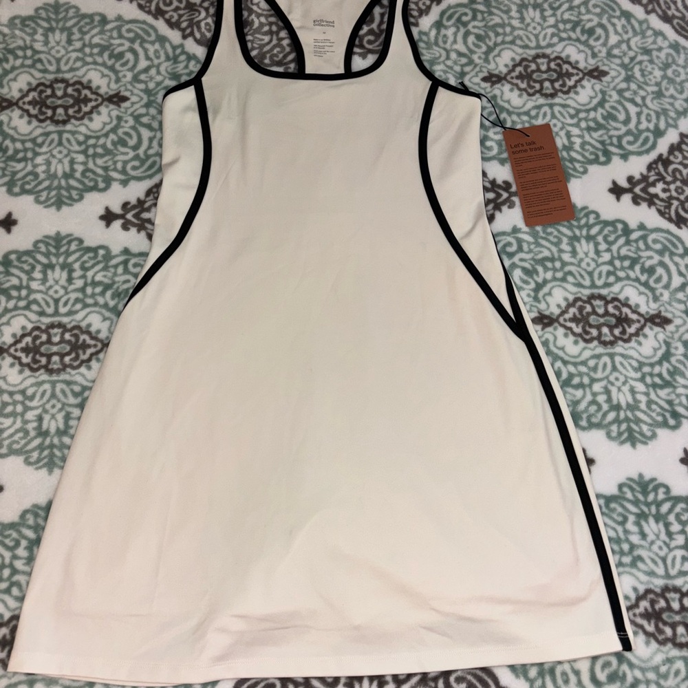 White Tank Dress with Black Piping